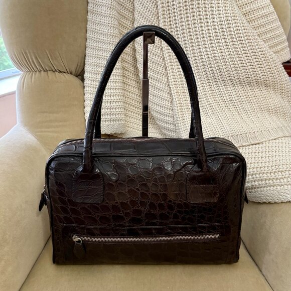VTG Auth. TITTI DELL' ACQUA by MAXIMA Genuine Matte Alligator Satchel Laptop Bag - Picture 1 of 11